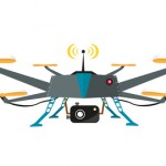 Remote Controlled Drone with Camera Vector. Flat Design