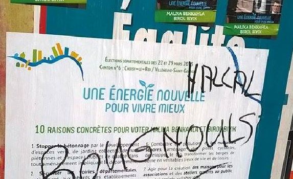 Insultes racistes sur les affiches des candidats EELV à Villeneuve-Saint-Georges