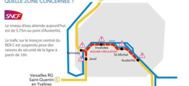 Inondations: Interruption du RER C à Paris dès 16 heures ce jeudi 2 juin