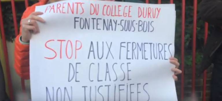 Le ton monte contre la fermeture de classe au collège Duruy de Fontenay-sous-Bois