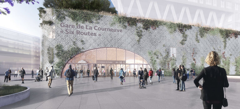 Jean Castex visite le chantier de la future gare des Six Routes à La Courneuve