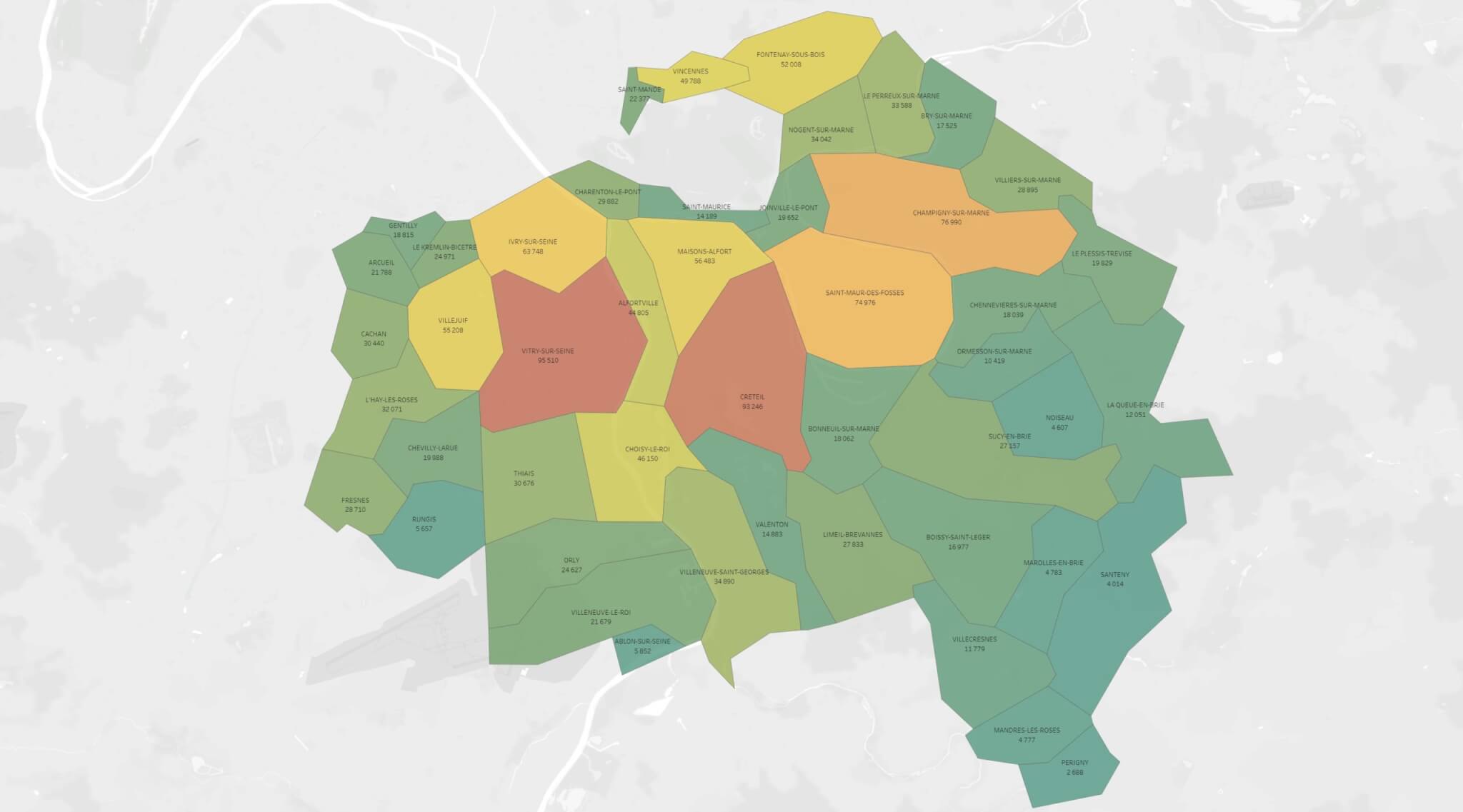 Population en Val de Marne l évolution depuis en cartes Actualité Paris Saint