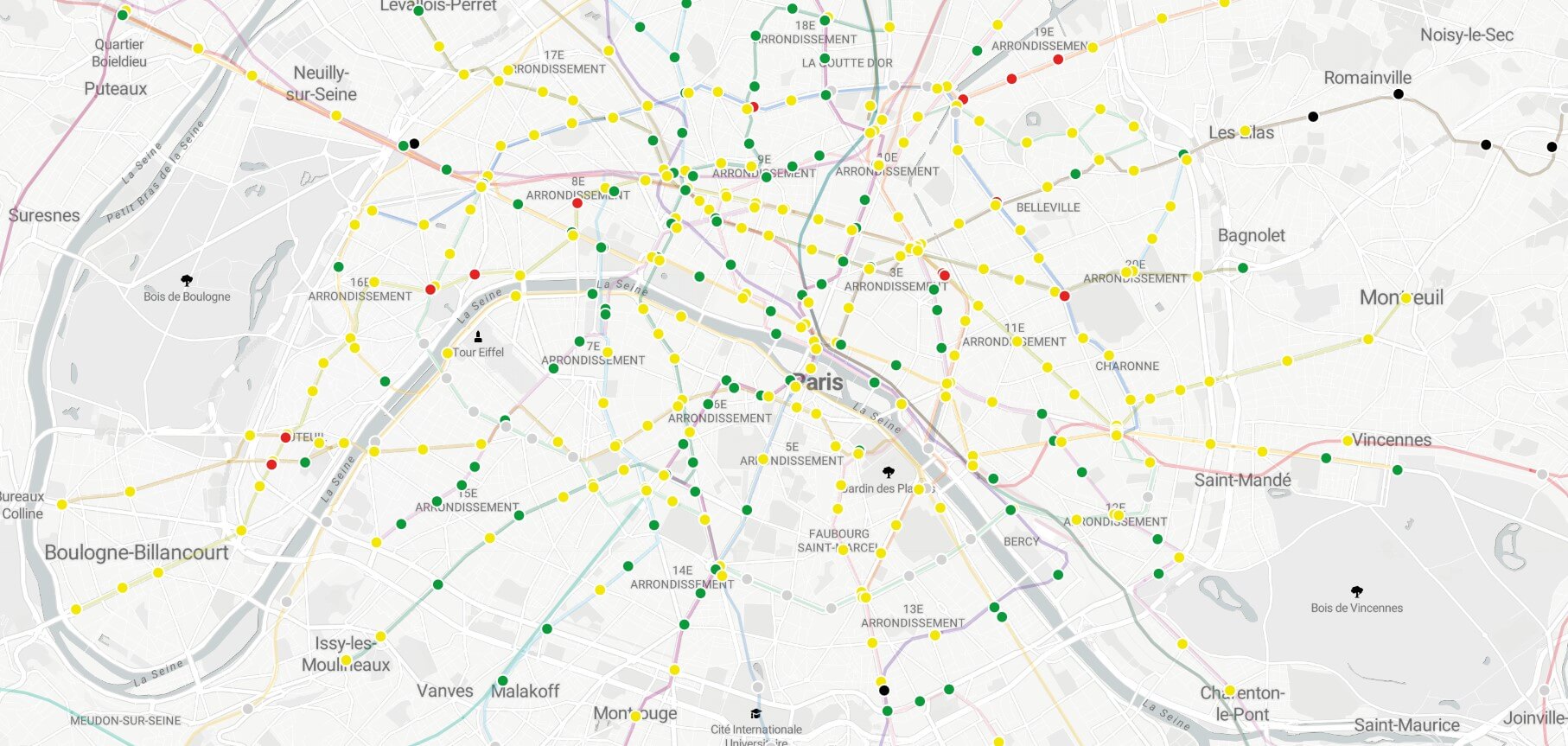 Open data : la pollution de l'air au-dessus des seuils dans 13 stations de métro et RER d'Ile-de-France 